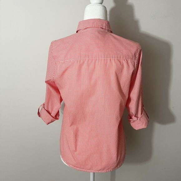 Laura Scott Women's Button Up Shirt S Pink Gingham Check Roll Tab Long Sleeve - Picture 3 of 7